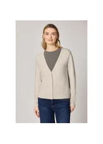 Cardigan Street One, Damen, Gr. 36, cotton beige meliert, Web, 37% Baumwolle, 34% Polyacryl, 26% Polyester, 3% Elasthan, unifarben, normal normal, V-Ausschnitt, Rippb&uuml;ndchen, Strickjacken, mit V-Ausschnitt
