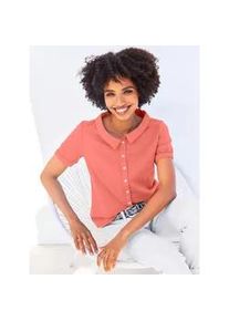 Kurzarmbluse Heine, Damen, Gr. 34, koralle, 98% Baumwolle, 2% Elasthan, unifarben, Rundhals, Blusen