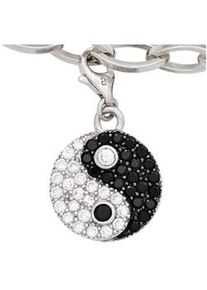 Charm-Einh&auml;nger Jobo "Charm Ying Yang", silber 925, Charms, Damen, Silber 925 (Sterlingsilber), 925 Silber mit 46 Zirkonia schwarz wei&szlig;