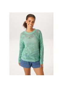 Strickpullover Aniston CASUAL, Damen, Gr. 34, salbei, Strick, Obermaterial: 100% Baumwolle, unifarben, l&auml;ssig geschnitten h&uuml;ftlang, Rundhals, Rippstrickb&uuml;ndchen, Pullover Strickpullover, im trendigen Ajour-Muster mit eingestrickten Motiven - NEUE KOLLEKTION