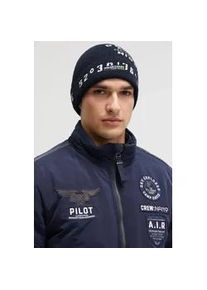 Strickm&uuml;tze CAMP DAVID, Herren, Gr. onesize, blau, Baumwolle, bedruckt, M&uuml;tzen Strickm&uuml;tze, aus Baumwolle