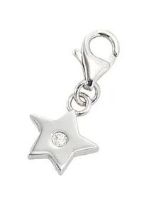 Charm-Einh&auml;nger Jobo "Charm Stern", silber 925, Charms, Damen, Silber 925 (Sterlingsilber), 925 Silber rhodiniert mit Zirkonia