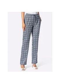 Jerseyhose Classic Basics, Damen, Gr. 54, Normalgr&ouml;&szlig;en, marine, getupft, 100% Polyester, gemustert, mehrfarbig, Hosen Jerseyhose