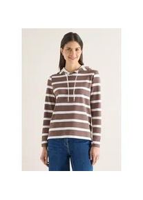 Langarmshirt Cecil, Damen, Gr. XS (36), urban taupe, Web, 48% Baumwolle, 48% Modal, 4% Elasthan, gestreift, comfort fit normal, Rundhals, B&uuml;ndchen, Shirts Langarmshirt, mit Kapuze