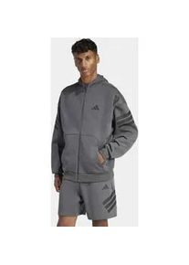 Kapuzensweatjacke Adidas SPORTSWEAR "M FI 3S FZ", Herren, Gr. 3XL, grau six, Obermaterial: 67% Polyester, 33% Baumwolle, angesetztes B&uuml;ndchen, Sweatjacken