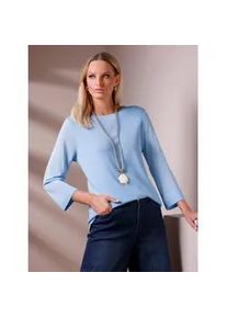 Strickpullover Heine "Pullover", Damen, Gr. 48, eisblau, 55% Baumwolle, 45% Viskose, &Auml;rmel:85% Viskose, 15% Polyamid, unifarben, Pullover Strickpullover