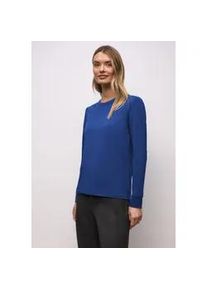 Langarmshirt Street One, Damen, Gr. 46, amparo blau, Web, 95% Baumwolle, 5% Elasthan, unifarben, normal normal, Rundhals, B&uuml;ndchen, Shirts Langarmshirt, mit Rundhalsausschnitt