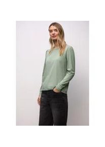 Langarmshirt Street One, Damen, Gr. 38, schwarz serene gr&uuml;n, Web, 95% Baumwolle, 5% Elasthan, unifarben, normal normal, Rundhals, B&uuml;ndchen, Shirts Langarmshirt, mit Rundhalsausschnitt