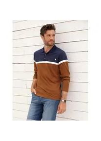 Langarmshirt Catamaran "Langarm-Poloshirt", Damen, Gr. 52/54, marine, cognac, gestreift, 100% Baumwolle, gemustert, gestreift, mehrfarbig, Shirts Langarmshirt