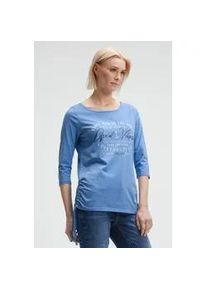 3/4-Arm-Shirt SOCCX, Damen, Gr. L, river blau, Single Jersey, Material: 100% Baumwolle, bedruckt, regular fit normal, Rundhals, eingesetzt gerader Abschluss, Shirts 3/4-Arm-Shirt, mit Bindeband am Saum