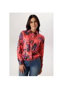 Hemdbluse Aniston SELECTED, Damen, Gr. 48, rot, hellblau, schwarz, pink, royalblau, Web, Obermaterial: 100% Polyester, bedruckt, gebl&uuml;mt, gemustert, figurumspielend h&uuml;ftlang, 1-Knopf-Manschette, Blusen Hemdbluse, mit Gummizug am Saum und floralem Allover-Print - NEUE KOLLEKTION