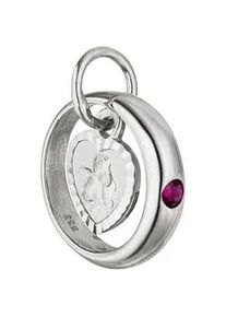 Kettenanh&auml;nger Jobo "Kindernanh&auml;nger Taufring Schutzengel", wei&szlig;gold 333, Schmuckanh&auml;nger, M&auml;dchen, Wei&szlig;gold 333, Kettenanh&auml;nger, 333 Wei&szlig;gold mit Rubin