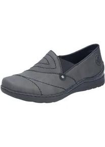 Slipper Rieker, Damen, Gr. 39, anthrazit, Lederimitat, unifarben, Schuhe Slipper, Halbschuh, Schlupfschuh mit Ziernaht und Gummizug