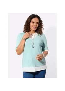 2-in-1-Shirt Casual Looks "2-in-1-Shirt", Damen, Gr. 54, mint, wei&szlig;, bedruckt, 54% Viskose, 44% Polyester, 2% Elasthan, unifarben, Shirts 2-in-1 Shirt