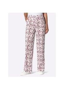 Schlupfhose, Herren, Gr. 44, Normalgr&ouml;&szlig;en, ecru, bordeaux, bedruckt, 100% Baumwolle, gebl&uuml;mt, gemustert, mehrfarbig, Hosen Schlupfhose