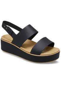 Plateausandale Crocs "Brooklyn Matte Wrap Low Wedge", Damen, Gr. 37, schwarz, schwarz, cashew, CrosliteTM, kontrastfarbene Details, Schuhe, Sommerschuh, Sandalette, Riemchensandale mit Softfu&szlig;bett