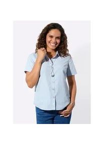 Hemdbluse Casual Looks, Damen, Gr. 40, hellblau, ecru, gestreift, 50% Baumwolle, 50% Polyester, gemustert, gestreift, Blusen Hemdbluse