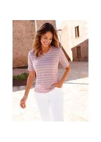 V-Shirt Inspirationen "V-Shirt", Damen, Gr. 54, ecru, mauve, gemustert, 70% Polyester, 25% Viskose, 5% Elasthan, gemustert, gestreift, mehrfarbig, V-Ausschnitt, Shirts