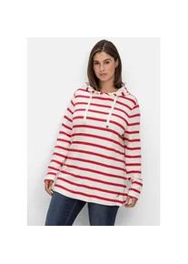 Langarmshirt sheego "Langarmshirt", Damen, Gr. 56/58, wei&szlig; (sanftes wei&szlig;, gestreift), 100% Baumwolle, gemustert, gestreift, Shirts Langarmshirt