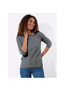3/4-Arm-Shirt Casual Looks "Ringelshirt", Damen, Gr. 36, marine, wei&szlig;, geringelt, 54% Polyester, 36% Baumwolle, 10% Viskose, gemustert, gestreift, mehrfarbig, U-Boot-Ausschnitt, Shirts 3/4-Arm-Shirt