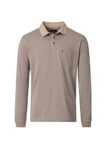 Langarm-Poloshirt Casamoda "Casamoda Polo-Shirt Langarm gestreift", Damen, Gr. L, hellbraun, 60% Baumwolle, 40% Polyester, Shirts