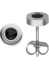 Paar Ohrstecker Jobo "Ohrringe rund 5 mm", edelstahlfarben, Ohrringe, Damen, 5,8mm, Edelstahl, Edelstahl mit 2 Kristallsteinen