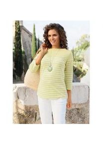 WITT T-Shirt "Ringelshirt", Damen, Gr. 48, lindgr&uuml;n, ecru, geringelt, 100% Baumwolle, gemustert, gestreift, U-Boot-Ausschnitt, Shirts T-Shirt