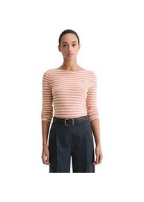Marc O'Polo Langarmshirt MARC O'POLO "aus Organic Cotton Slub Jersey", Damen, Gr. L, light pink, Obermaterial: 100% Baumwolle, gestreift, Basic, regular fit, U-Boot-Ausschnitt, normaler Saum, Shirts Langarmshirt