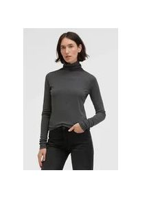 Rundhalsshirt SENSES.THE LABEL, Damen, Gr. M, grau, Single Jersey, Material: 75% Polyester, 25% Viskose, unifarben, slim fit normal, Rundhals, eingesetzt gerader Abschluss, Shirts Rundhalsshirt, mit &uuml;berlangen &Auml;rmeln