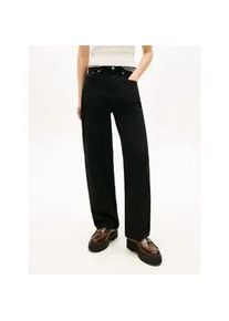 Tommy Hilfiger Straight-Jeans TOMMY JEANS "LAYLA HR SLIM STR", Damen, Gr. 33, L&auml;nge 28, denim schwarz, Denim/Jeans, Obermaterial: 99% Baumwolle, 1% Elasthan, unifarben, slim fit lang, Jeans Straight-Jeans, slim fit, high waist