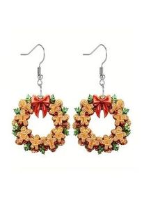 Paar Ohrh&auml;nger ONE ELEMENT "Weihnachtsschmuck Ohrringe Ohrh&auml;nger Weihnachtskranz aus Acryl", bunt, Ohrringe, Damen, Damen, Acryl