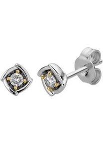 Paar Ohrstecker LYOMI "585/- GG/WG 2 synth. Diam. 0,15ct.", mehrfarbig, wei&szlig;, Ohrringe, Damen, one-size, 0,15 VS = sehr kleine Einschl&uuml;sse, Gold