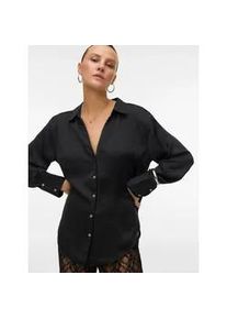 V&eacute;ro Moda Langarmbluse VERO MODA "VMSOMMER LS SHIRT WVN GA NOOS", Damen, Gr. S, schwarz, Web, Obermaterial: 100% Polyester, unifarben, regular fit normal, V-Ausschnitt, Blusen