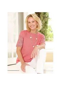 Kurzarmpullover Classic Basics "Boucl&eacute;-Pullover", Damen, Gr. 54, flamingo, 100% Polyacryl, unifarben, Pullover