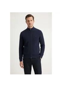 Strickjacke Fynch-Hatton, Herren, Gr. 3XL, navy, Strick, Obermaterial: 100% Baumwolle, unifarben, normal h&uuml;ftbedeckend, V-Ausschnitt, Flachstrickb&uuml;ndchen, Strickjacken Strickjacke, normale Passform, mit Stehkragen, f&uuml;r l&auml;ssigen College-Look