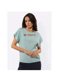 CR&Eacute;ATION L Kurzarmpullover CREATION L "Pullover", Damen, Gr. 40, kalkmint, 50% Viskose, 25% Polyester, 25% Polyamid, unifarben, Pullover