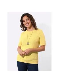 Kurzarmpullover Casual Looks "Kurzarm-Pullover", Damen, Gr. 54, zitrone, 50% Baumwolle, 50% Polyacryl, unifarben, Pullover