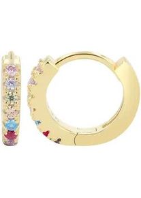 Adelia&acute;s Klappcreolen ADELIA ́S "Damen Ohrringe &ndash; Klappcreole aus 925 Silber mit Zirkonia", Damen, Gr. Damen, Silber 925 (Sterlingsilber), gold, Ohrringe Klappcreolen, Zum Verschenken an Menschen, die Ihnen am Herzen liegen