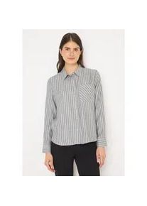 Langarmbluse Cecil, Damen, Gr. XXL (46), luna grau melange, Stoff, 98% Viskose, 1% Polyamid, 1% metallisierte Fasern, gestreift, klassisch normal, V-Ausschnitt, B&uuml;ndchen, Blusen, mit Brusttasche