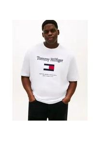 Tommy Hilfiger Big & Tall T-Shirt "BT-TOMMY EMBRO FLAG", Damen, Gr. XXL, wei&szlig;, Single Jersey, Obermaterial: 100% Baumwolle, TOMMY HILFIGER BIG & TALL, Rundhals, Shirts T-Shirt, Gro&szlig;e Gr&ouml;&szlig;en