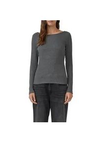 Langarmshirt s.Oliver, Damen, Gr. 44, dunkelgrau melange, Strick, Obermaterial: 65% Polyester, 35% Viskose, meliert, normal h&uuml;ftbedeckend, U-Boot-Ausschnitt, Shirts Langarmshirt, mit U-Boot-Ausschnitt