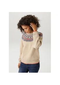Strickpullover Aniston CASUAL, Damen, Gr. 42, natur, blau, terrakotta, Strick, Obermaterial: 100% Polyester, figurumspielend h&uuml;ftlang, Rundhals, Raglan&auml;rmel Rippstrickb&uuml;ndchen, Pullover Strickpullover, mit farbharmonischen Norweger-Muster - NEUE KOLLEKTION