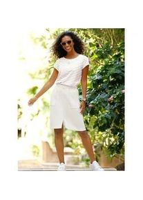 T-Shirt Heine "Ringelshirt", Damen, Gr. 40, wei&szlig;, sesam, geringelt, 100% Baumwolle, gemustert, gestreift, mehrfarbig, Rundhals, Shirts T-Shirt