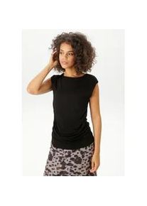 T-Shirt Aniston CASUAL, Damen, Gr. 38, schwarz, Single Jersey, Obermaterial: 95% Viskose, 5% Elasthan, unifarben, sehr figurbetont h&uuml;ftlang, Rundhals, Shirts T-Shirt, mit Raffungen an den Seitenn&auml;hten - NEUE KOLLEKTION