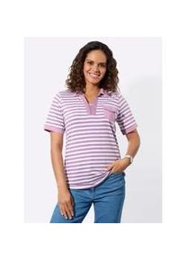 Poloshirt Casual Looks "Poloshirt", Damen, Gr. 40, orchidee, wei&szlig;, geringelt, 100% Baumwolle, gemustert, gestreift, Shirts