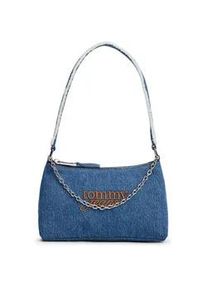 Tommy Hilfiger Schultertasche TOMMY JEANS "TJW COOL DENIM SHOULDER BAG", Damen, Gr. B/H/T: 23cm x 15cm x 13cm, jeansblau, Baumwolle, Taschen Schultertasche, Damen Tragetasche, Minibag mit modischer Zierkette