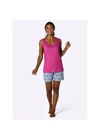 w&auml;schepur Shorty W&Auml;SCHEPUR, Damen, Gr. 48/50, magenta, mint, bedruckt, 50% Baumwolle, 50% Viskose, Homewear-Sets Shorty