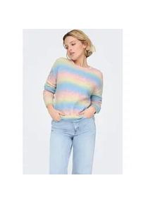 Strickpullover Only "ONLFRIDA LS O-NECK EX KNT", Damen, Gr. M, ultramarine detail:multi color, Strick, Obermaterial: 44% Polyester, 35% Polyacryl, 9% Nylon, 8% Wolle, 4% Elasthan, gemustert, normal, Rundhals, Pullover Strickpullover, multicolor Farbverlauf