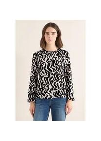 Langarmbluse Cecil, Damen, Gr. XL (44), light greige, Stoff, 100% Viskose, gemustert, normal lang, hoch geschlossener Ausschnitt, elastischer Bund, Blusen, mit grafischem Muster