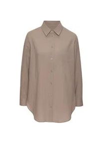 Hemdbluse Vivance, Damen, Gr. 38, taupe, Web, Obermaterial: 100% Baumwolle, Strukturmuster, unifarben, figurumspielend h&uuml;ftbedeckend, V-Ausschnitt, 1-Knopf-Manschette, Blusen Hemdbluse, aus Strukturware, Damenbluse mit Hemdkragen und Knopfleiste